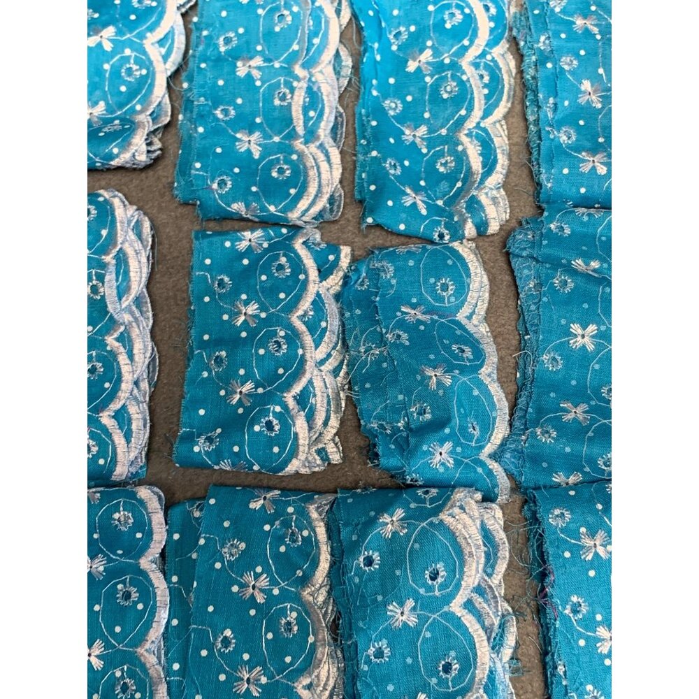 Blue & Pink Floral Eyelet Lace Trim Fabric Bundle - Picture 6 of 13